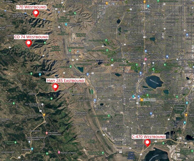 CDOT Jefferson County Wall Repair Project Locations