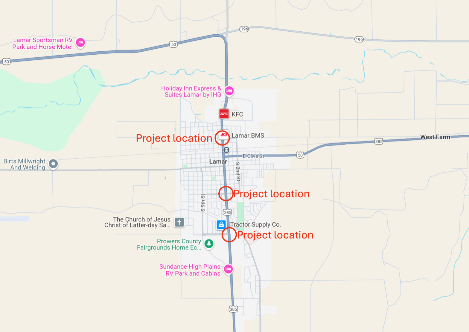 US 50 & US 287 Intersections project map.png detail image