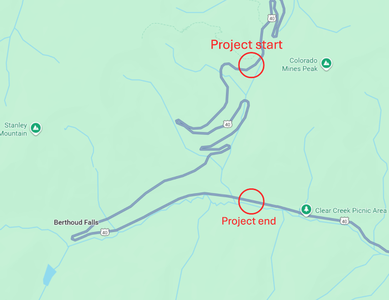 Map of Culvert Rehabilitation project on US 40, from MP 243 to 251 Map of Culvert Rehabilitation project on US 40, from MP 243 to 251