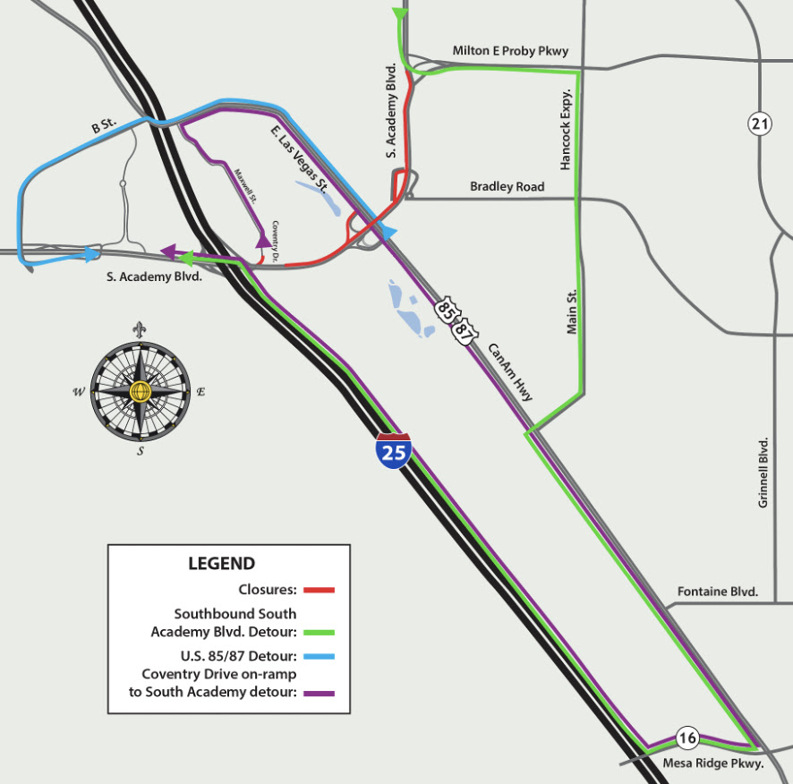 Detour closure map South Academy Boulevard between Milton Proby Hartford Street.jpg detail image