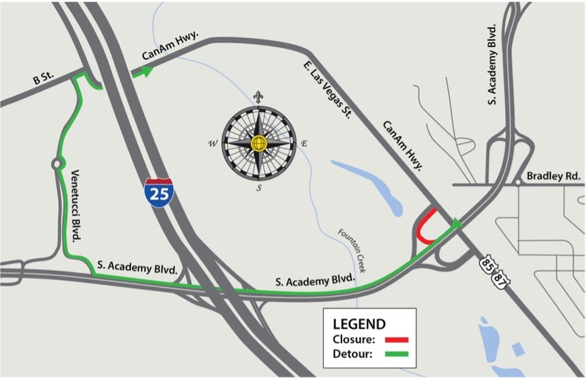 Detour map at South Academy Boulevard to US 85-87.jpg detail image