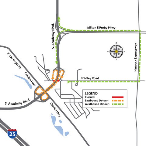 Detour route for Bradley Road closure