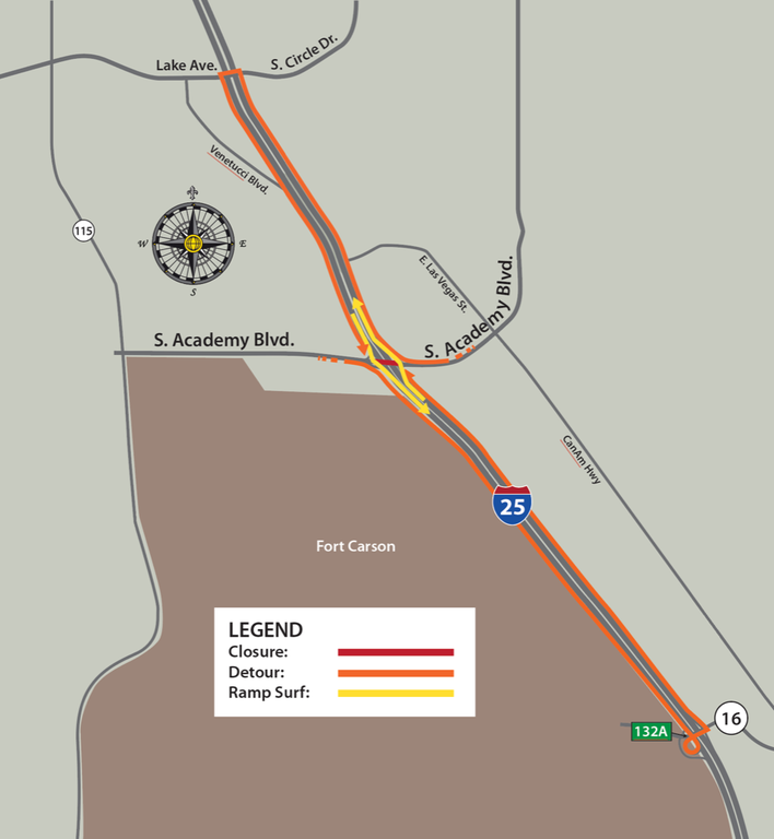 Full Closure of I-25 over South Academy Boulevard in Colorado Springs