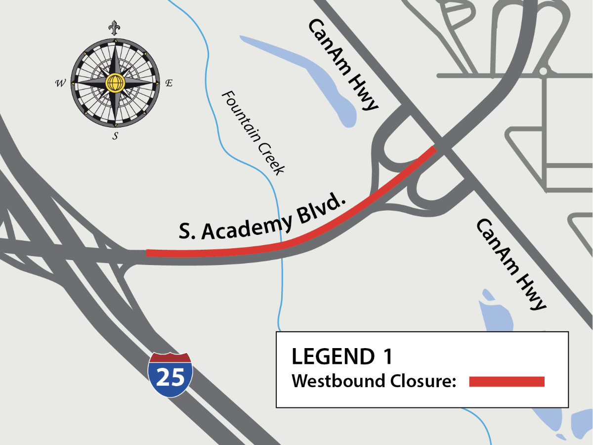 Westbound South Academy Boulevard will be closed from US 85 to I-25..png detail image