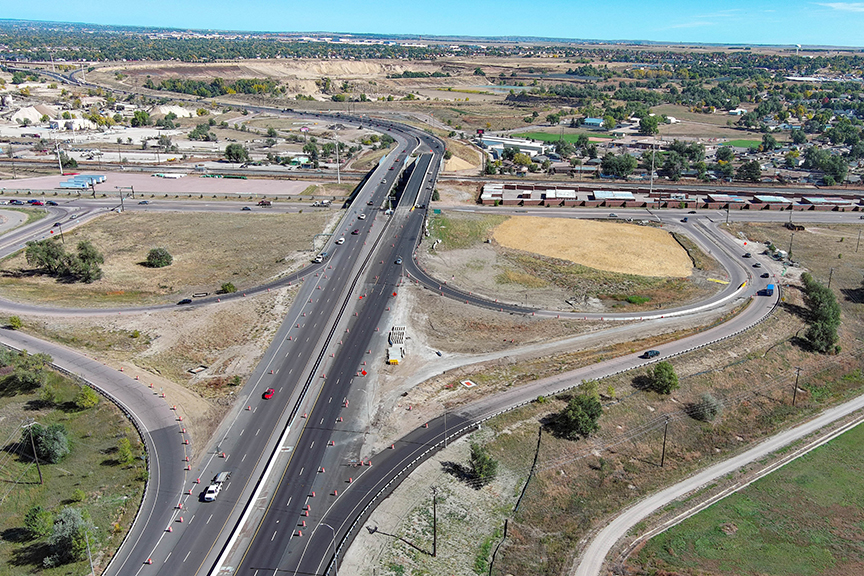 On and off-ramps Eastbound, then northbound on South Academy Boulevard at Highway 85-87.jpg detail image