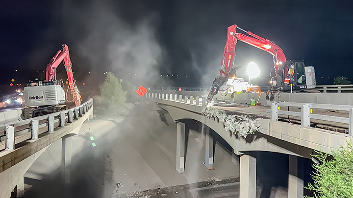 Bridge Demo Bradley Road overhang_dule hammering_sm.jpg detail image