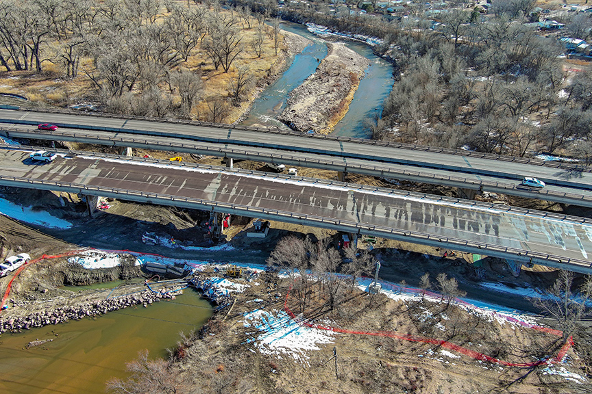 S Academy Blvd over Fountain Creek_column foundation work_aerial of span_sm.jpg detail image