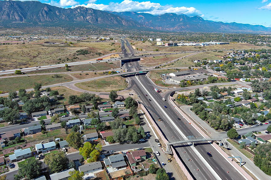 Soundwalls and new lanes westbound on South Academy Boulevard.jpg detail image