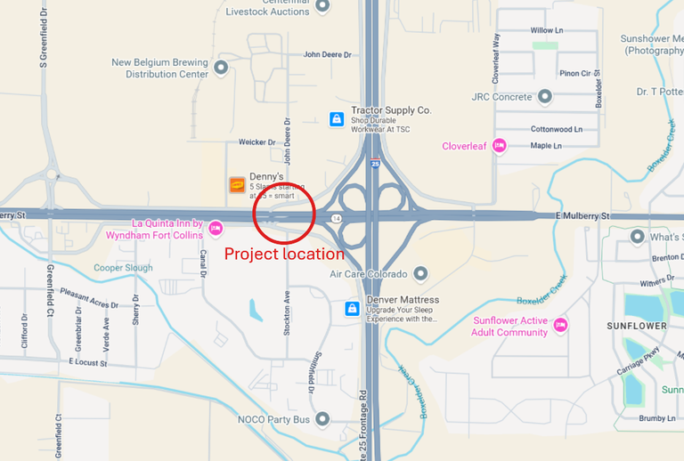 Map of the Northeastern Colorado Culvert Repair project location on MP138.75