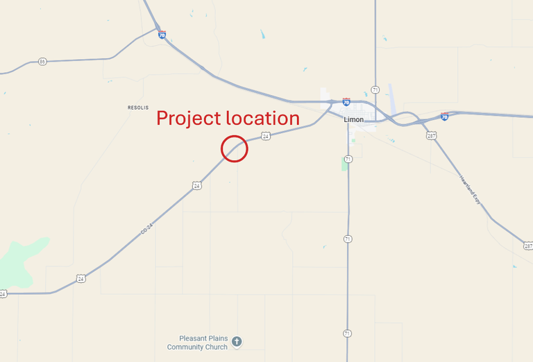 Map of the Northeastern Colorado Culvert Repair project on US 24 at MP 372.46