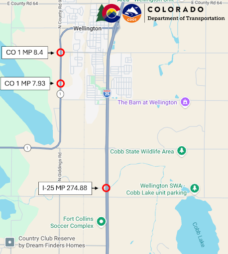 Northern Colorado Culvert Lining and Repairs project location map on CO 1 and I-25.png detail image