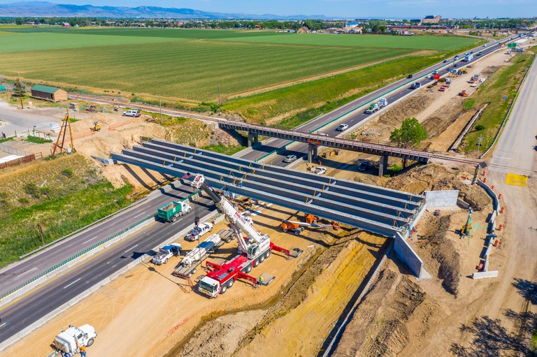 Ariel view of the Larimer County Road 20 bridge girders