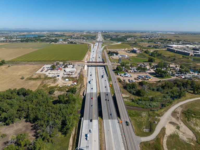 Ariel view of the Poudre River Bridge 