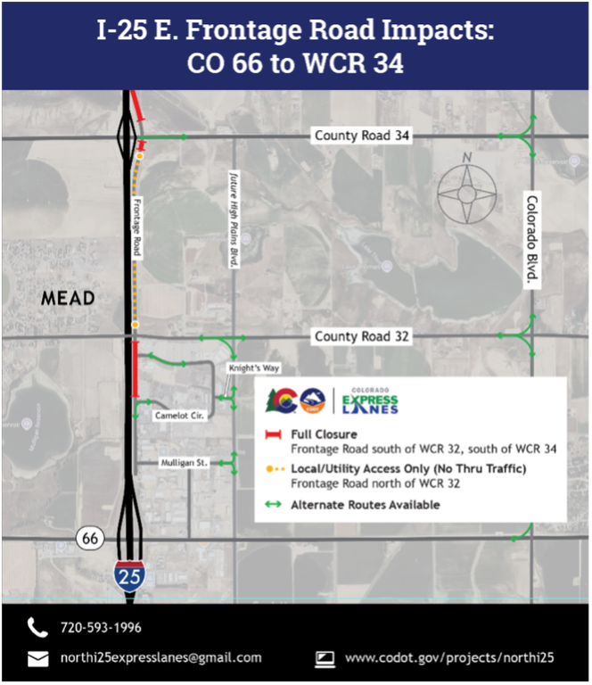 I-25 East Frontage Road Impacts at CO 66 to WCR 34