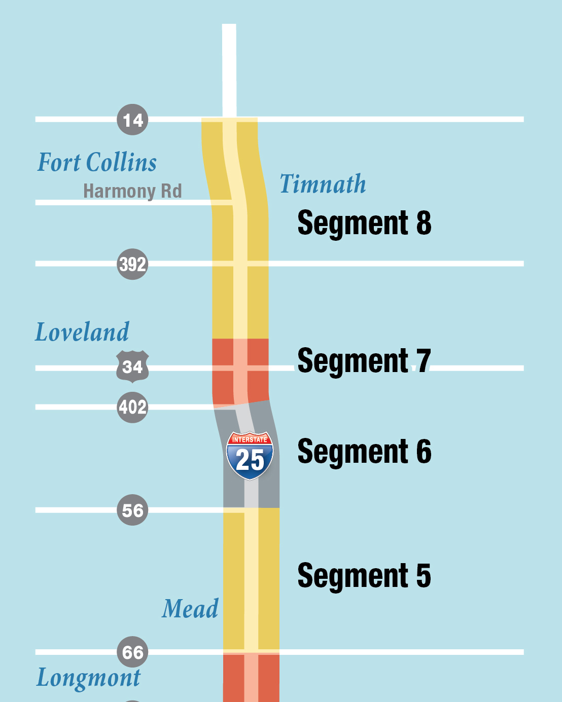 I-25 North Segment Map 5-8 4/5/23 detail image