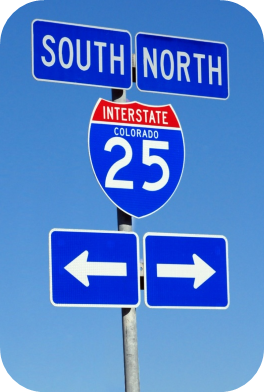 Interstate 25 road sign detail image