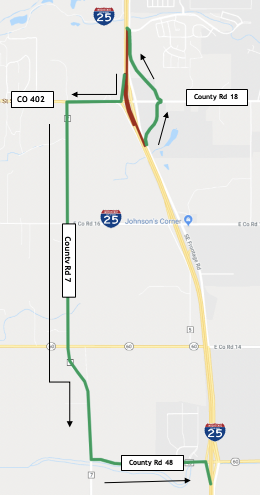 Northbound and Southbound I-25 Full Freeway Closures at CO 402 detail image