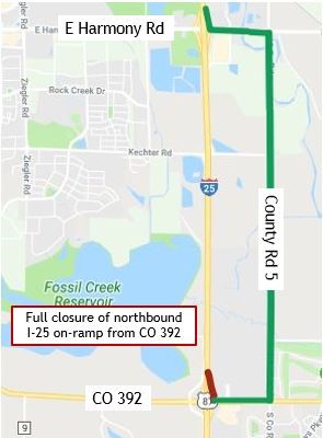 Northbound On-Ramp Closure from 392 to I-25 detail image