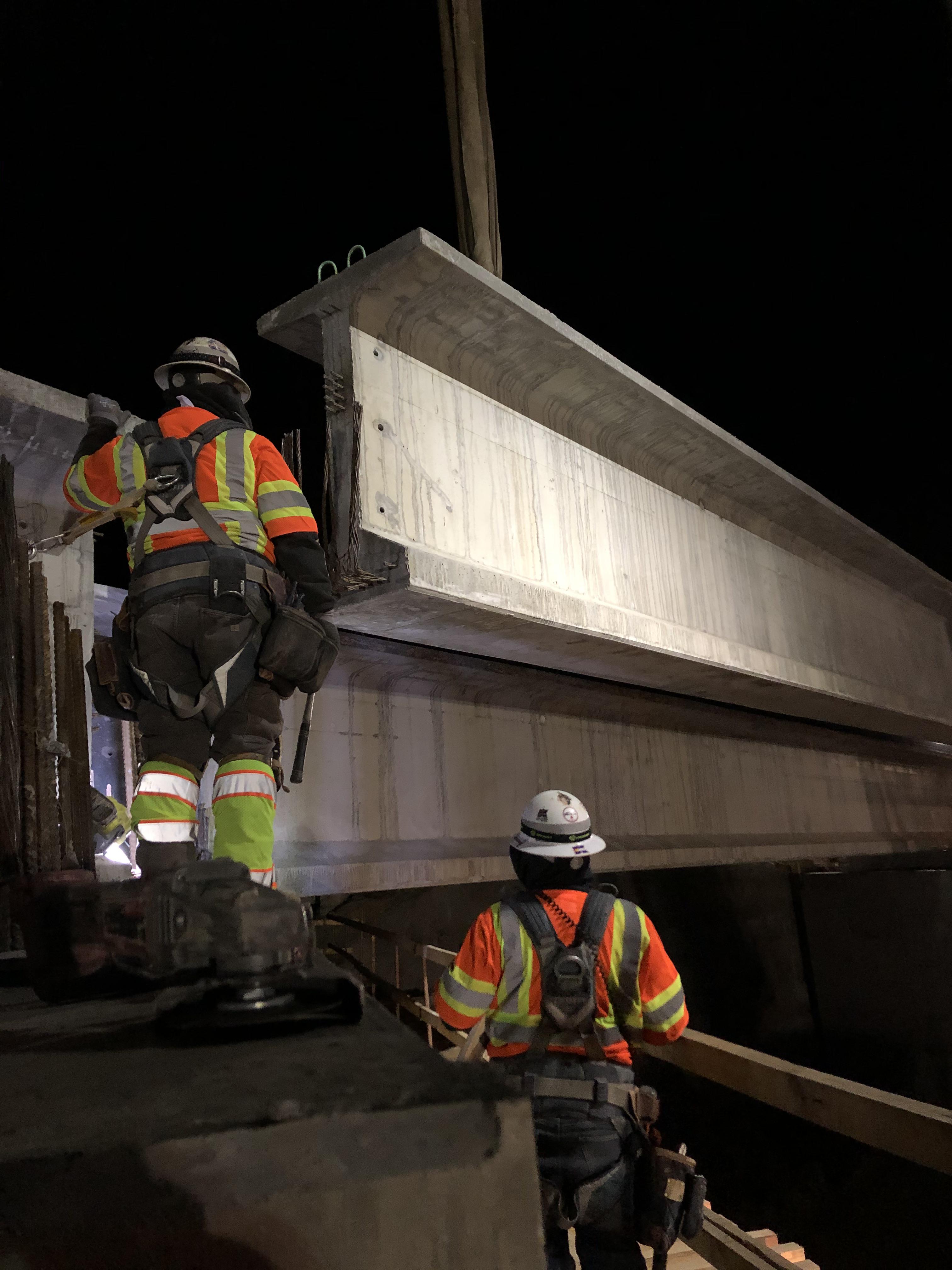 I-25 Segments 7 & 8 - Construction Crews Working on Support Beams Overnight Work detail image