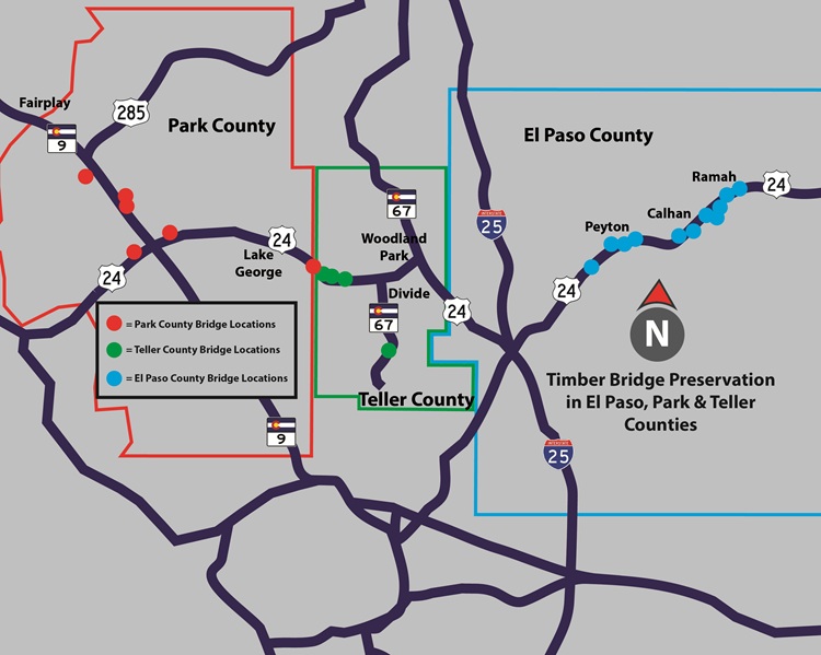 Timber Bridge Retrofits in El Paso Park and Teller Counties Map.jpg detail image