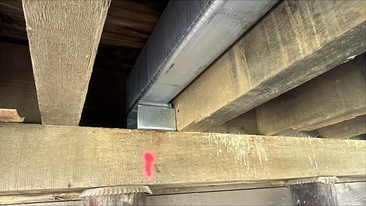 Timber Bridge Preservation Closeup new steel sister beam.jpg detail image