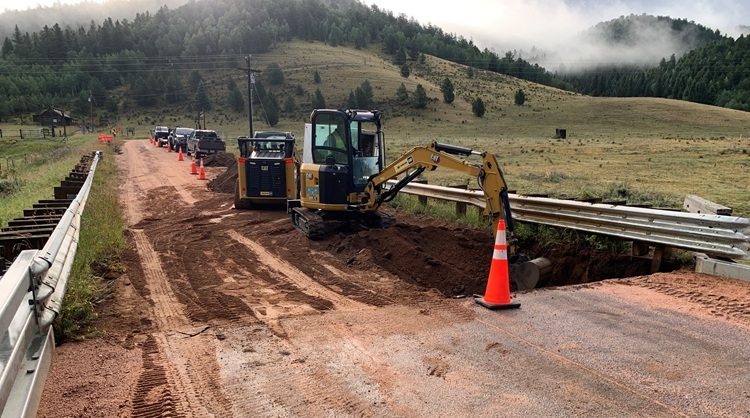 Timber Bridge Preservation in El Paso, Park & Teller Counties - Red Timber bridge repairs on CR 62 at CO 67 in Teller detail image