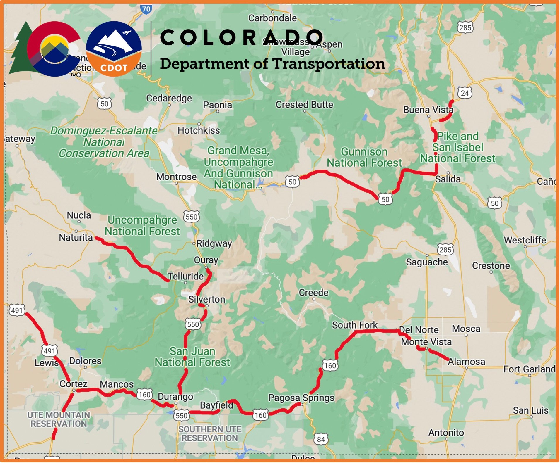 Regionwide striping project map in Northwest Colorado