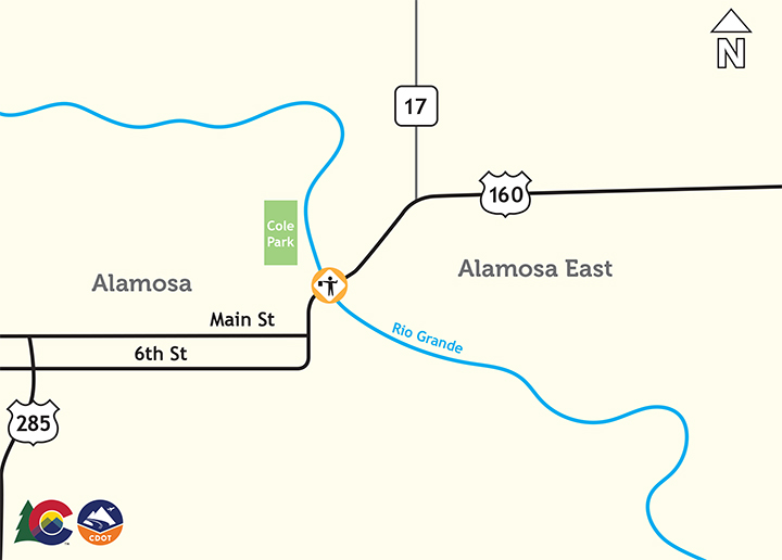 South Central Colorado Bridge Preventative Maintenance Alamosa bridge map.jpg detail image
