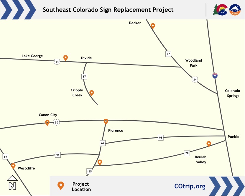 Southeast Colorado Sign Replacements Project Map .jpg detail image