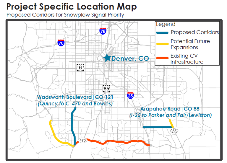 Project map for the Snowplow Signal Priority project