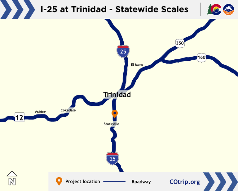 Trinidad Weigh Station location near I-25 Exit 11.
