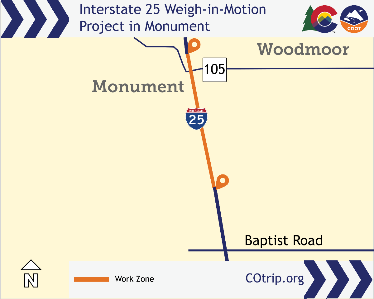 Statewide Weigh-in-motion Scales Replacement northbound I-25 in Monument Reduced Lane Map.png detail image