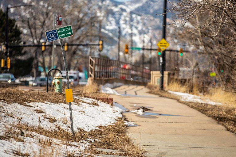 Boulder Creek multi-use path on Arapahoe Avenue in Boulder. Boulder Creek multi-use path on Arapahoe Avenue in Boulder.
