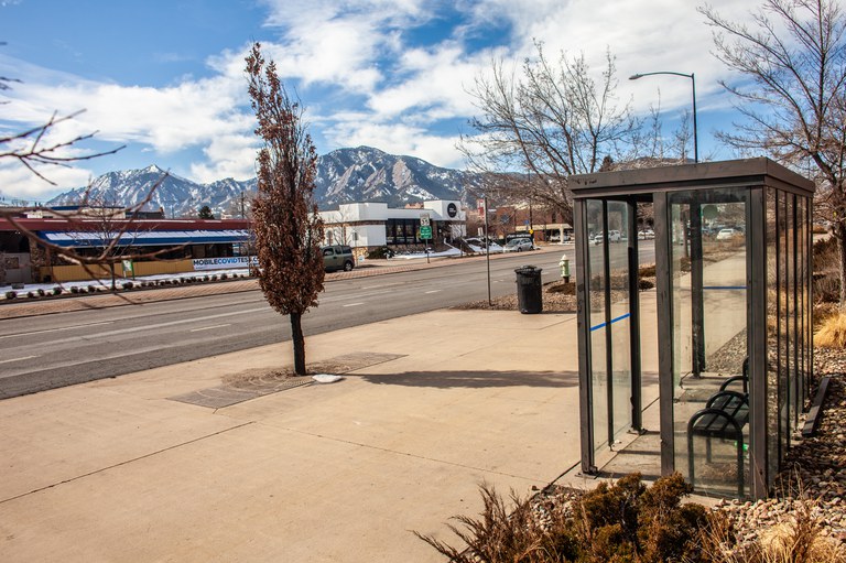 Bus shelter at CO 7 and 28th Street in Boulder 