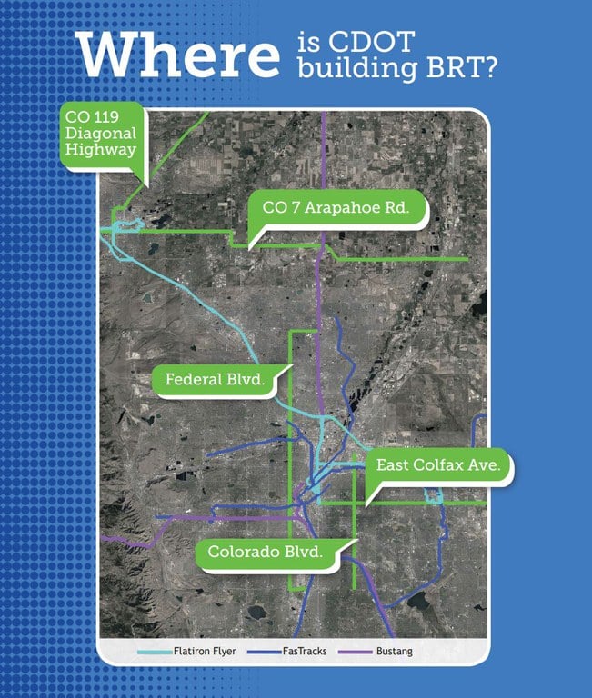 Rendering of Denver Metro BRT Route Map