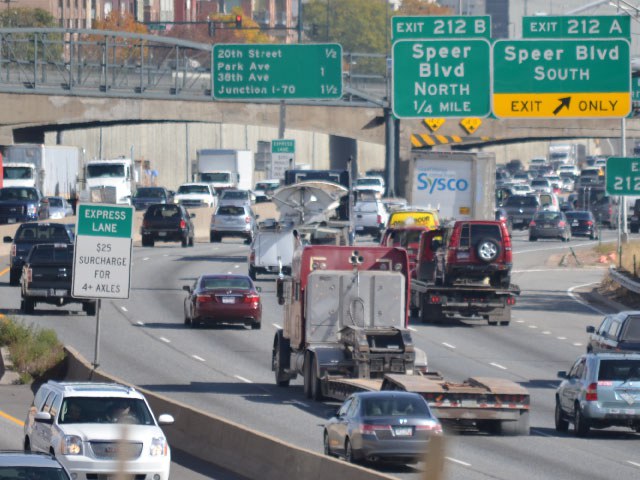 I-25 Traffic with direction signs above