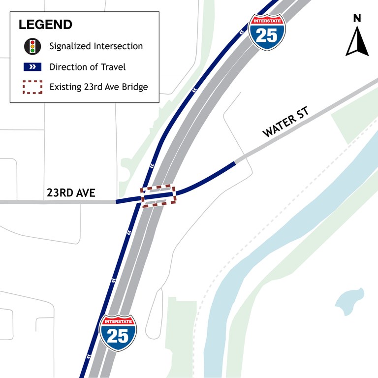 Close 23rd Avenue Interchange with I-25 Proposed Alternative