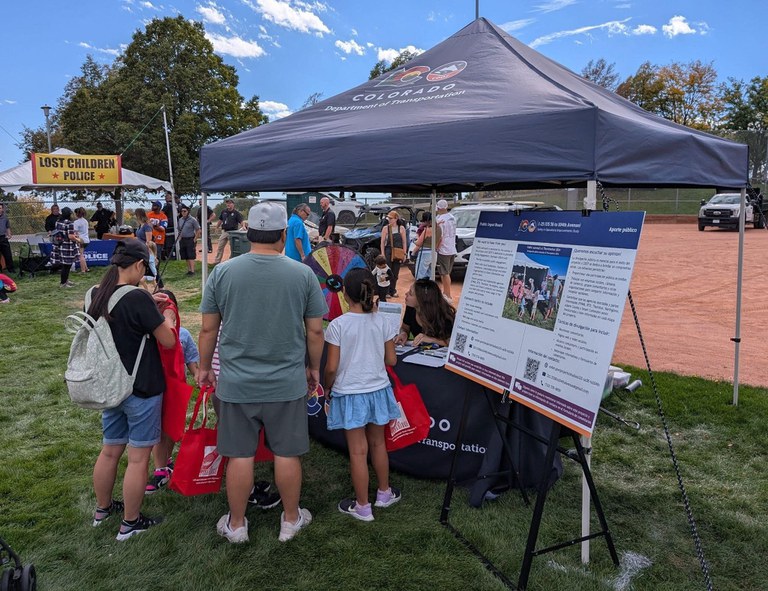The I-25 (US 36 to 104th Avenue) Safety & Operations Improvements Study project team at Thornton Harvest Fest engaging with the community.