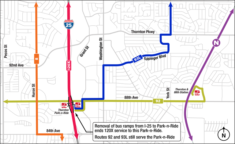 Map of I-25 near the Thornton Park-n-Ride
