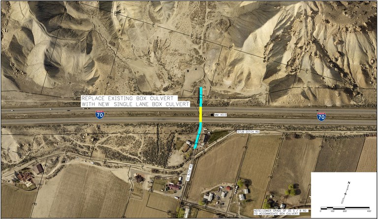 Mt. Garfield Culvert Study alternatives map to replace existing box culvert with a new single lane box culvert
