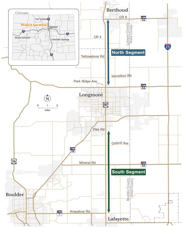 US 287 Safety Improvements Project location map