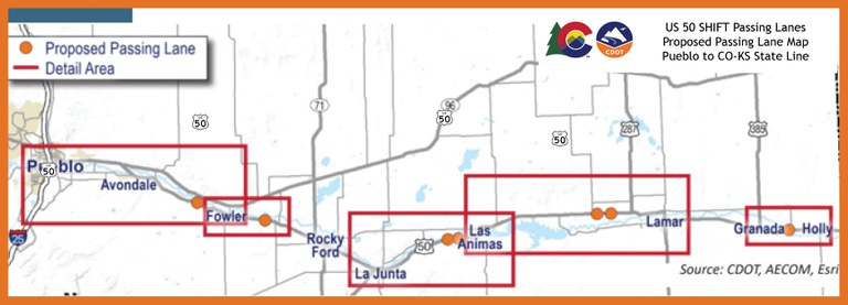 US 50 SHIFT Proposed Passing Lanes from Pueblo to the Colorado/Kansas State Line