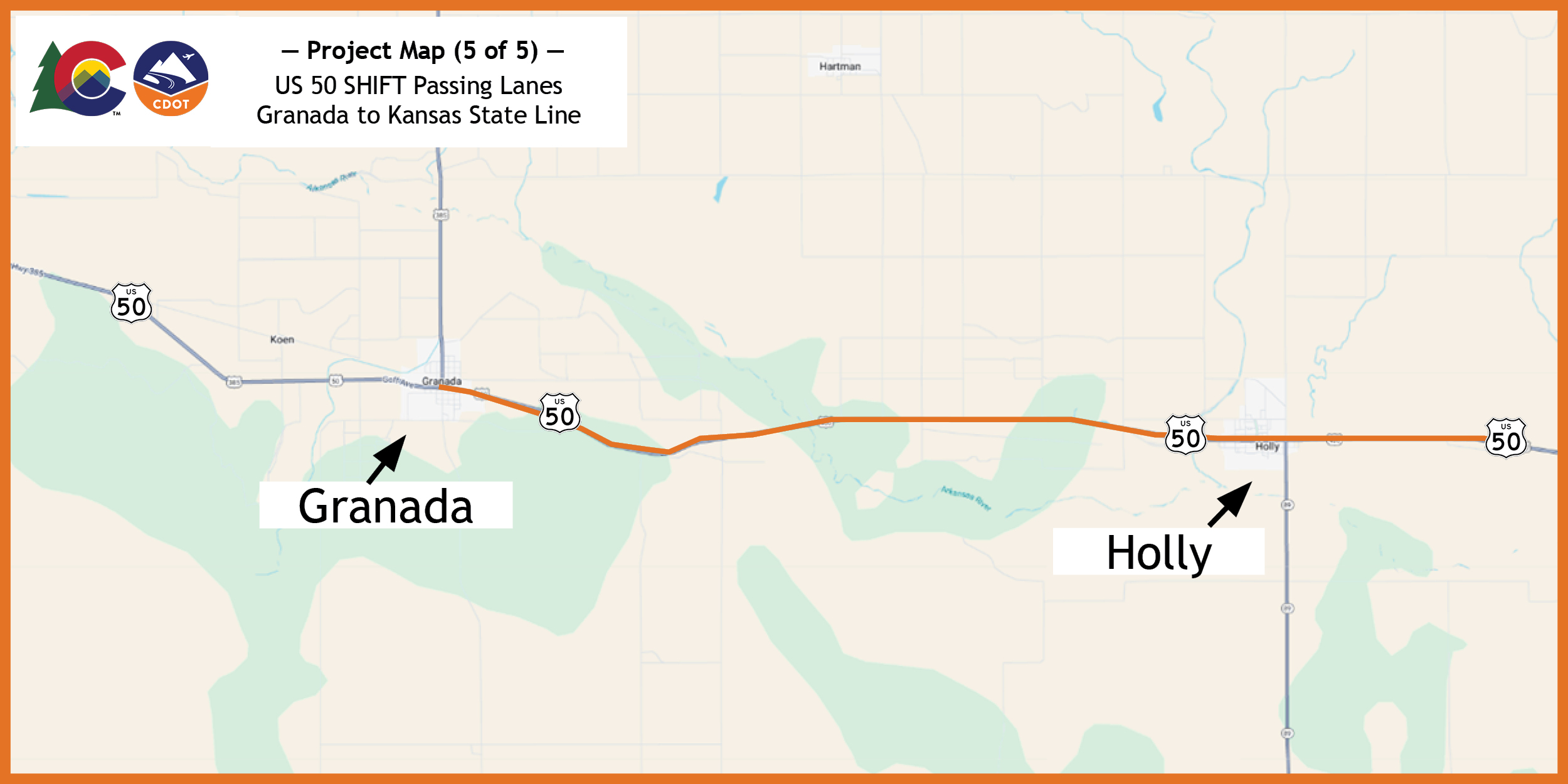 US 50-SHIFT Passing Lanes Granada to Kansas State Line - Map 5.jpg detail image