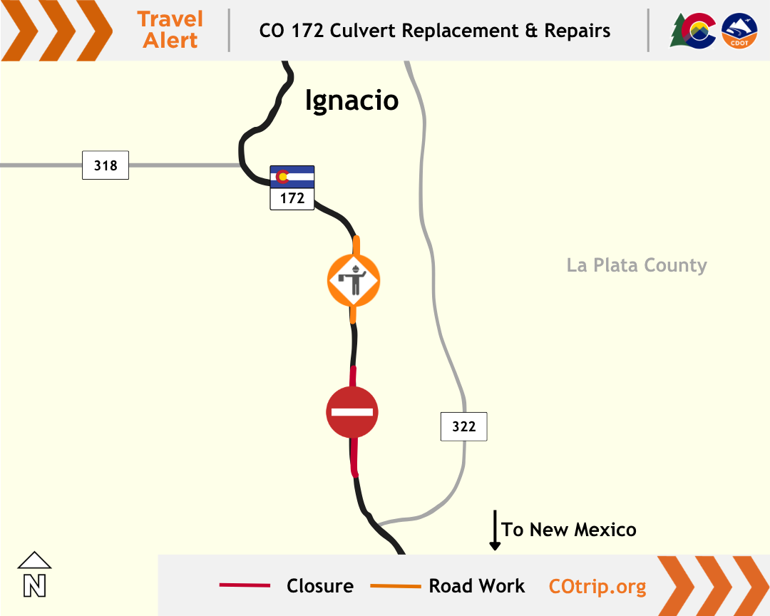 Southwestern Colorado Culvert Replacements project location and closure map.png detail image