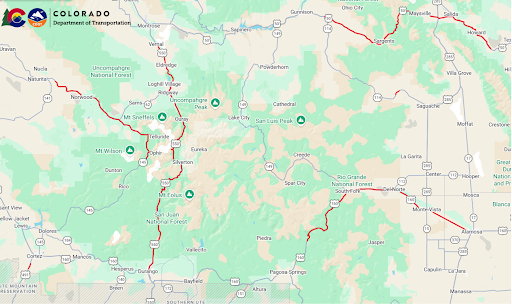  Southwest Colorado Striping project map showing roadwork locations on US 24 and US 285