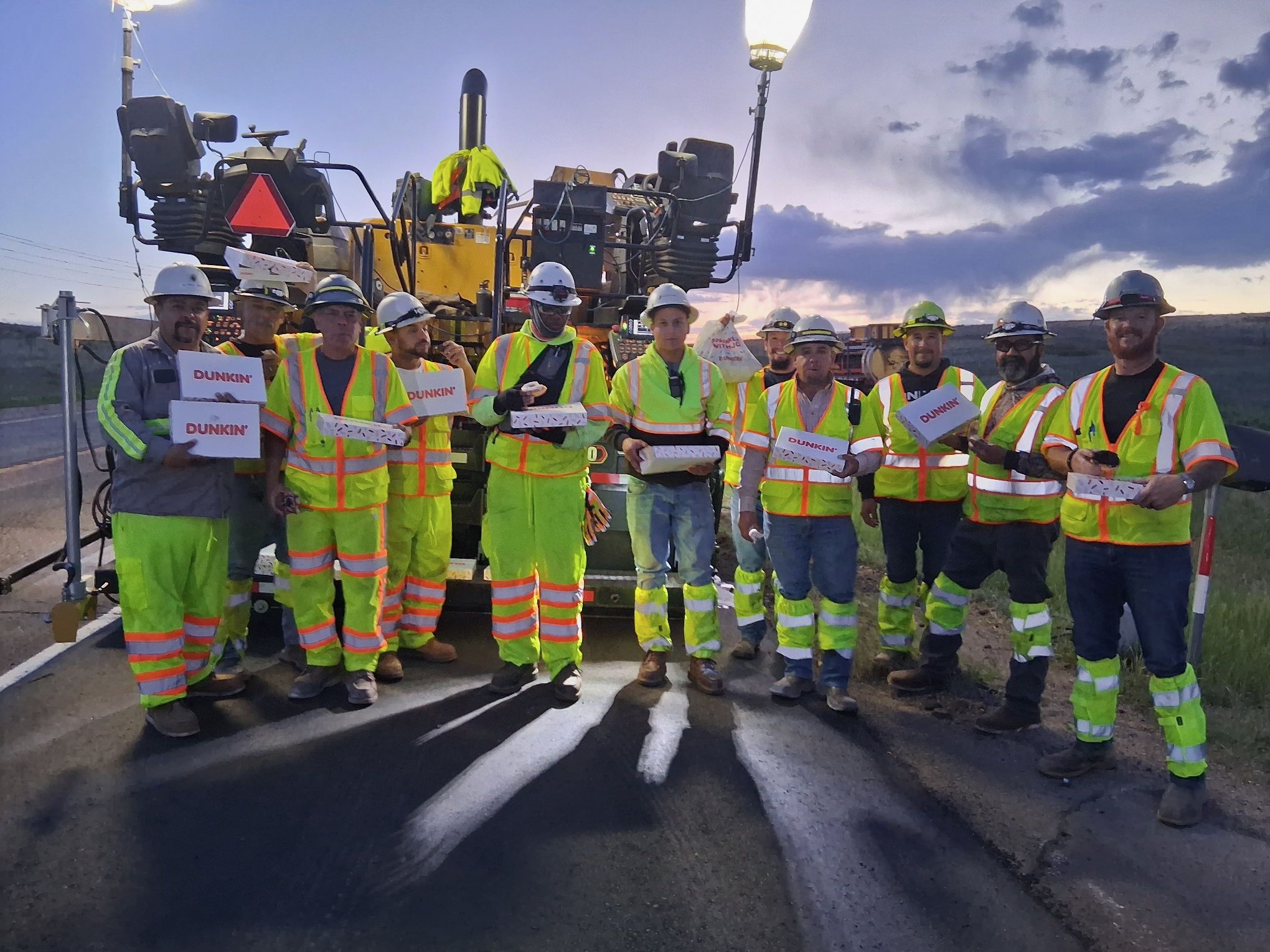 US 24 Resurfacing from Peyton to Calhan - Crews receive donuts in appreciation.JPEG detail image