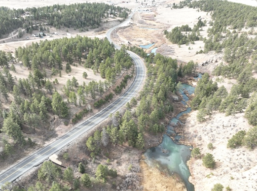 Aerial photo of US Highway 24 in Teller County.