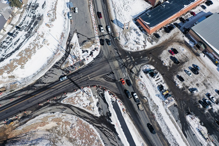 Close drone view intersection improvements US 285 CO 9 Buck Maher Basis Partners.jpg detail image