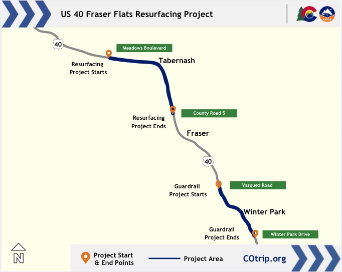 US 40 Fraser Flats Resurfacing Project Map.jpg detail image