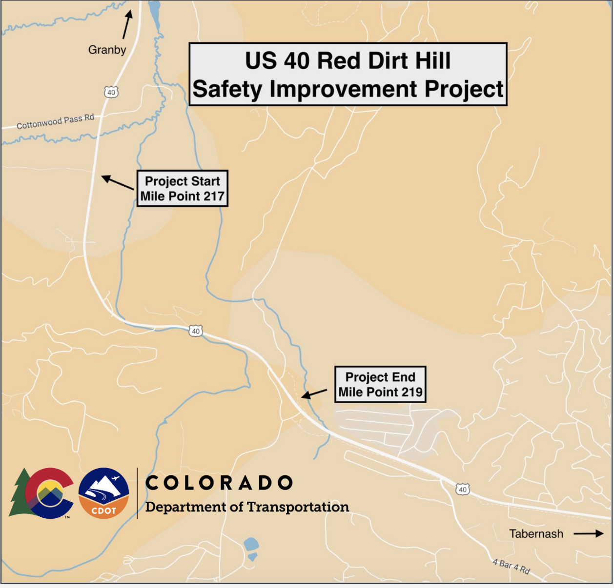 US 40 Red Dirt Hill Improvement project map.png detail image